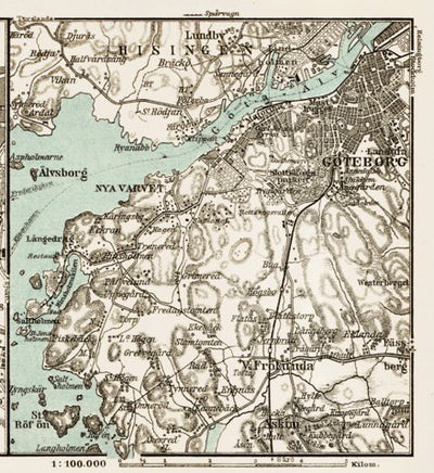 Göteborg (Gothenburg) and environs map, 1929