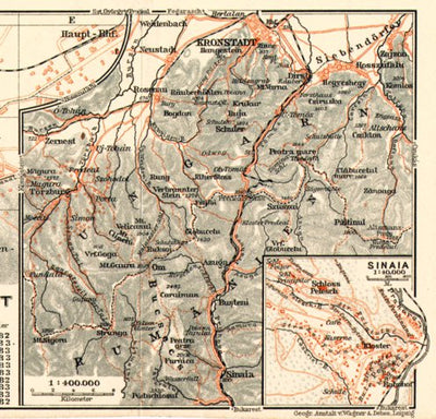 Brašov (Kronstadt) environs map, 1913
