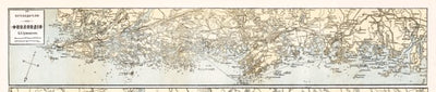 Map of the Southern Finland (in Russian) from Turku to Helsinki 1913