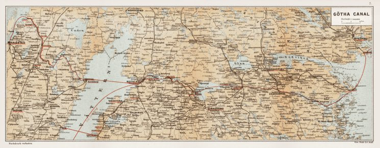 Götha (Göta) Canal Map, 1899 by Waldin | Avenza Maps