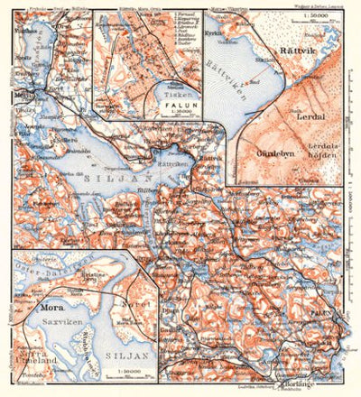 Mora, Falun, Rättvik and environs map, 1911