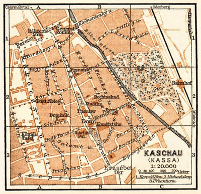 Kaschau (Košice) city map, 1911