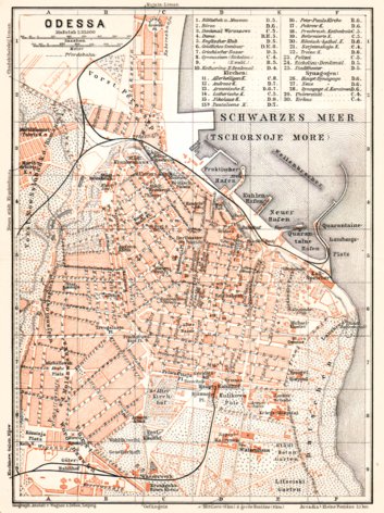 Odessa (Одесса, Odesa) city map, 1905