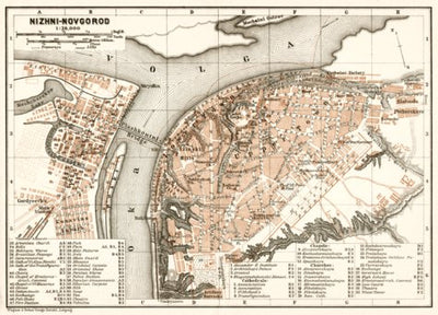 Nizhny Novgorod (Нижнiй Новгородъ) city map, 1914