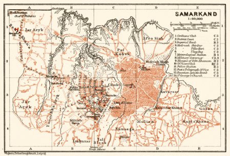 Samarkand (Самаркандъ, Samarqand) city Map, 1914 by Waldin | Avenza Maps