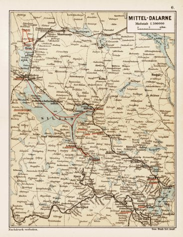 Middle Dalarna (Mellersta Dalarna), region map, 1899