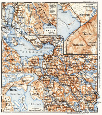 Mora, Falun, Rättvik and environs map, 1910