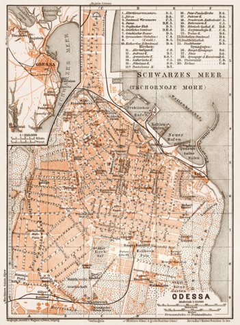 Odessa (Одесса, Odesa) city map, 1914 (1:35,000 scale)