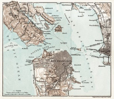 Map of the Nearer Environs of San Francisco, 1909