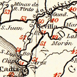 Spain of the railway map of Iberian Peninsula, 1899
