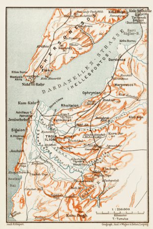 Troy (Troja, Ilion, Τροία, Ἴλιον) environs map, 1914
