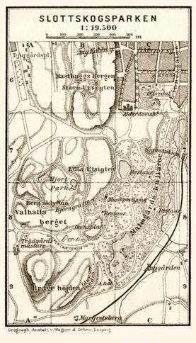 Göteborg (Gothenburg), Slottskogsparken map, 1910