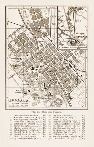 Uppsala (Upsala) city map, 1899