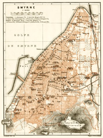 Smyrna (إزمير, İzmir, Smyrne) city map, 1905