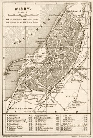 Visby (Wisby) city map, 1911