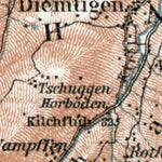 Lake Thun (Thuner See), Simme and Kander Rivers environs map, 1909