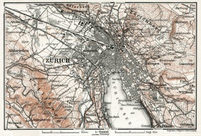 Zürich environs map, 1909