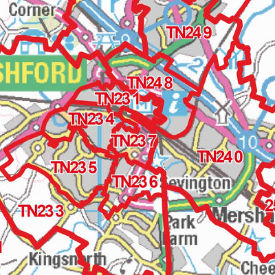 XYZ Postcode Sector Map (G113) - TN - Tonbridge