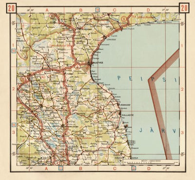 Estonian Road Map, Plate 20: Mustvee. 1938