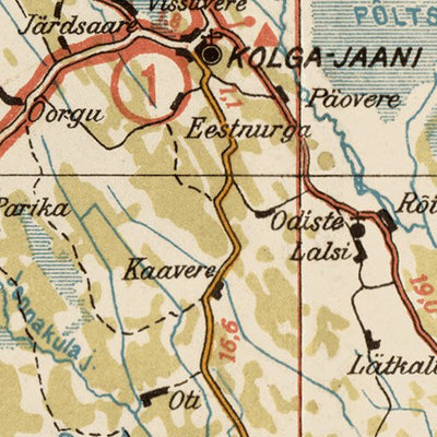 Estonian Road Map, Plate 16: Põltsamaa. 1938