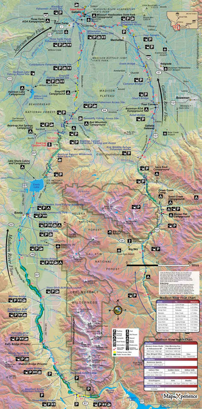 Madison River and Gallatin River Montana Fishing Map