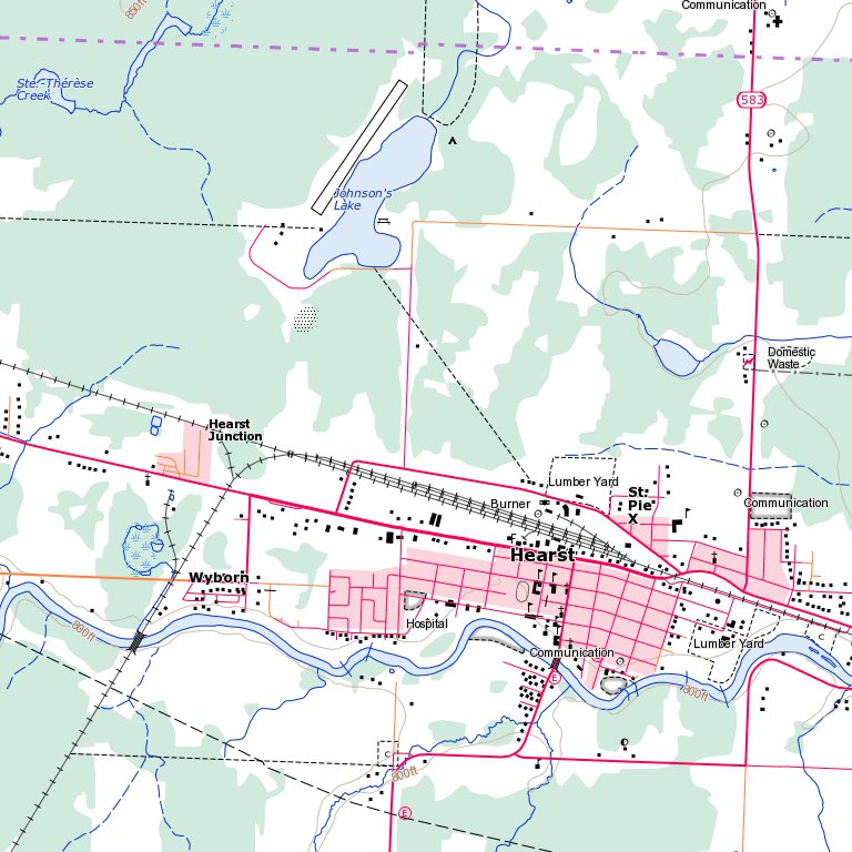 Hearst, ON (042G12 Toporama) Map by Natural Resources Canada | Avenza Maps