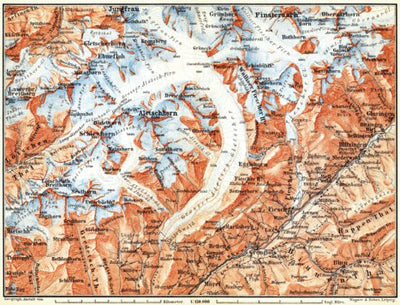 Aletsch Glacier and environs map, 1897