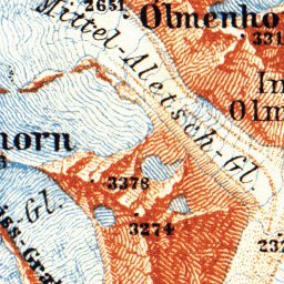 Aletsch Glacier and environs map, 1897