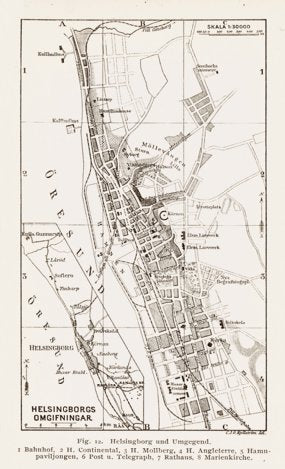 Hälsingborg (Helsingborg) and environs map, 1899