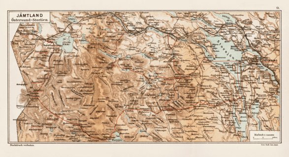Jämtland region Map. Östersund - Storlien, 1899 by Waldin | Avenza Maps