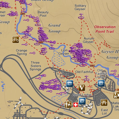 Old Faithful, Wyoming 7.5 Minute Topographic Map - Color Hillshade