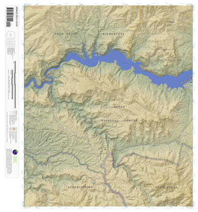 Horse Mesa Dam, Arizona 7.5 Minute Topographic Map - Color Hillshade