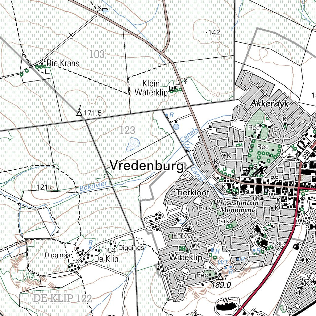 3217DD & 3217DB VREDENBURG Map by Chief Directorate National Geo