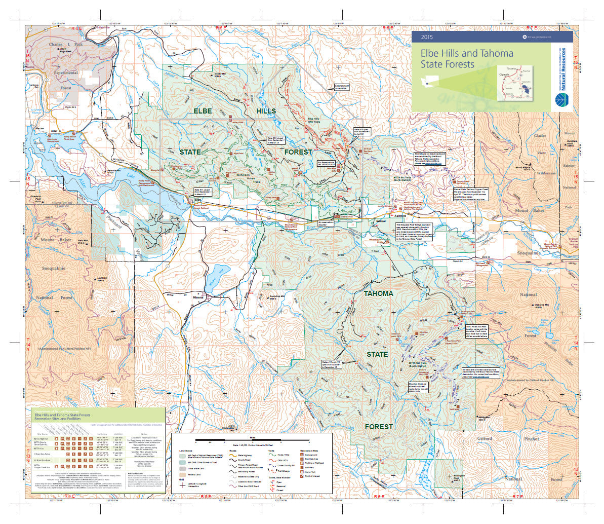 Elbe Hills and Tahoma State Forests Map by Washington State Department ...