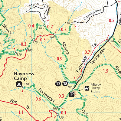 Marin Headlands Hiking and Biking Trail Map