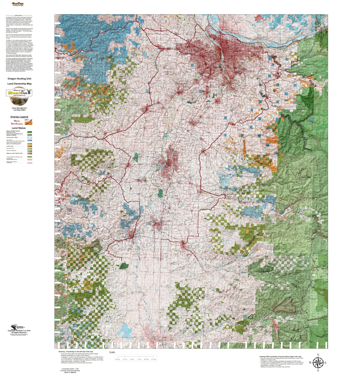 Applegate Unit Map Oregon Hunting Unit 15 South, Williamette Land Ownership Map by ...