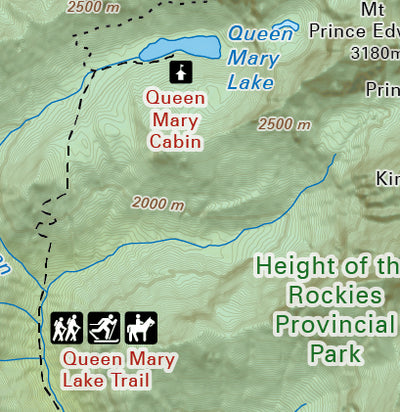 Queen Mary Lake - Topo Map – Height of the Rockies Provincial Park