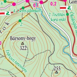 Buják, Bér, Virágospuszta turista-, biciklis térkép