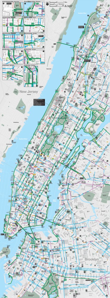 New York City Bike Map - Manhattan