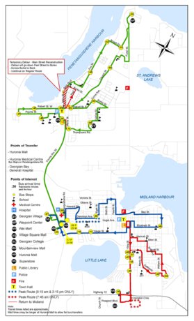Midland Penetanguishene Transit - Combined Transit Route Detour Map by ...