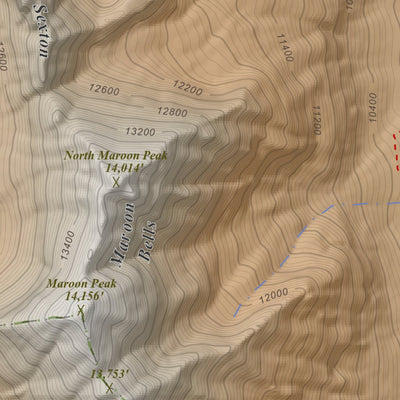 Maroon Bells, Colorado 7.5 Minute Topographic Map - Color Hillshade