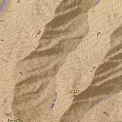 Topographic Map Color Mount Langley, California 7.5 Minute Topographic Map - Color Hillshade ...