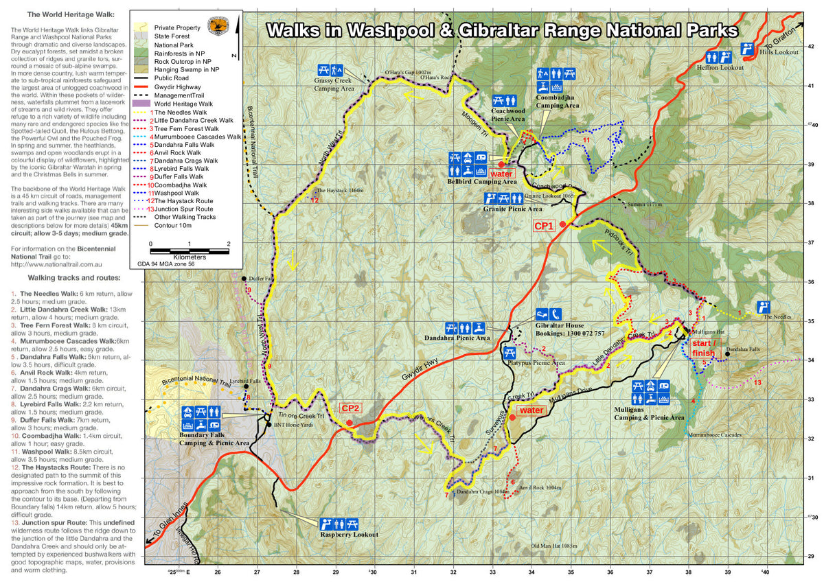 Washpool World Heritage Trails -TRAQ 50km Map by TRAQ | Avenza Maps