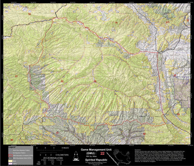 2018 GMU 22 Colorado Big Game (Elk/Mule Deer) Hunting Map (Public/Private Lands)