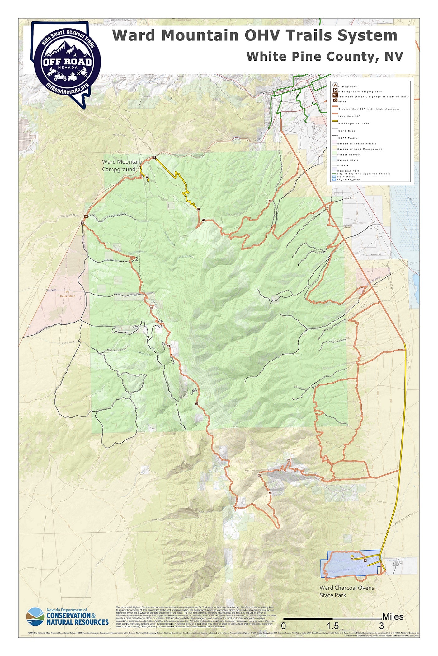 Ward Mountain OHV Trails Map by Nevada Department of Conservation