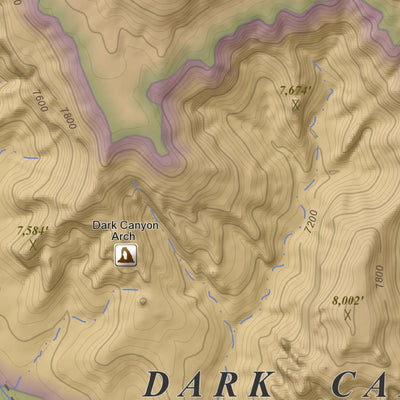 Poison Canyon, Utah 7.5 Minute Topographic Map - Color Hillshade