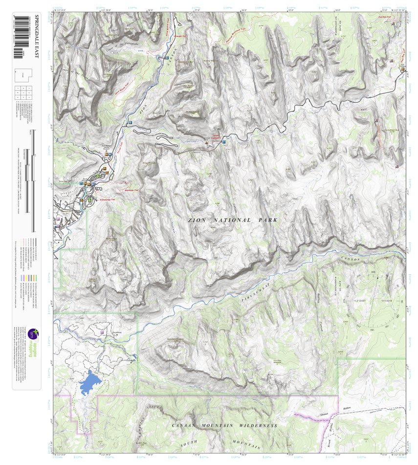 Springdale Quad Map Springdale East, Utah 7.5 Minute Topographic Map by Apogee Mapping, Inc ...