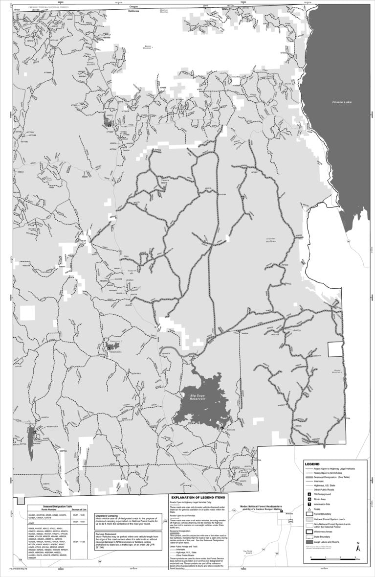 Modoc MVUM - Devils Garden (east) Map by US Forest Service R5 | Avenza Maps