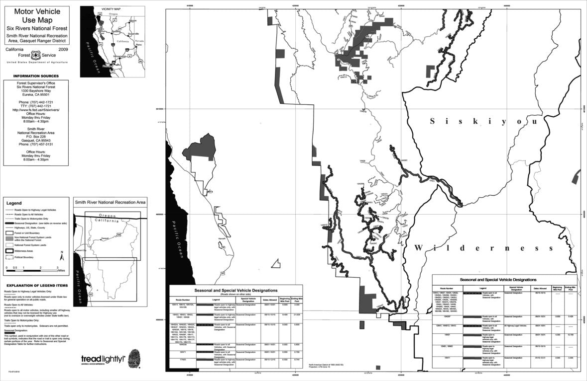 Six Rivers MVUM - Gasquet (south) Map by US Forest Service R5