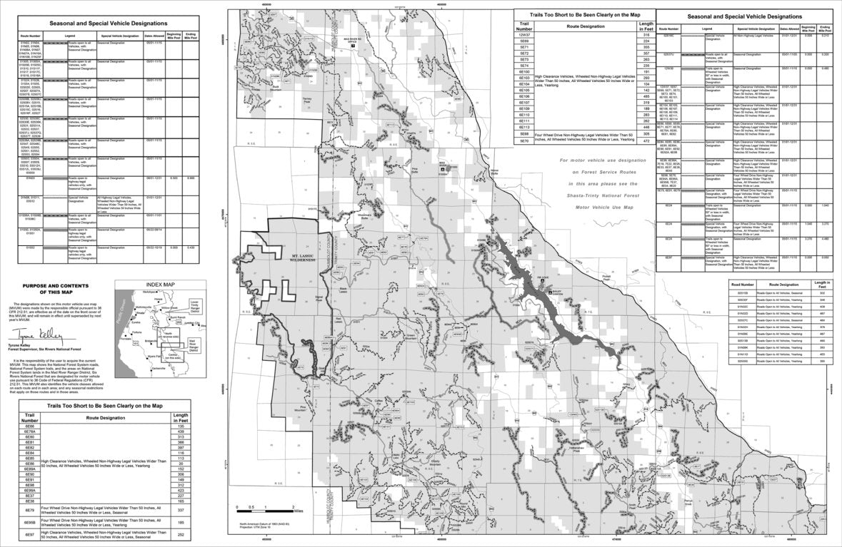 Six Rivers MVUM - Mad River (north-central) Map by US Forest